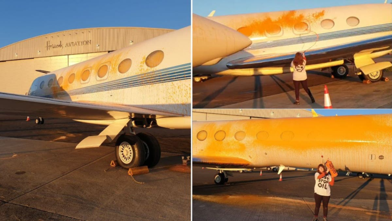 Climate activists targeting Taylor Swift's plane spray-paint 2 other private jets orange